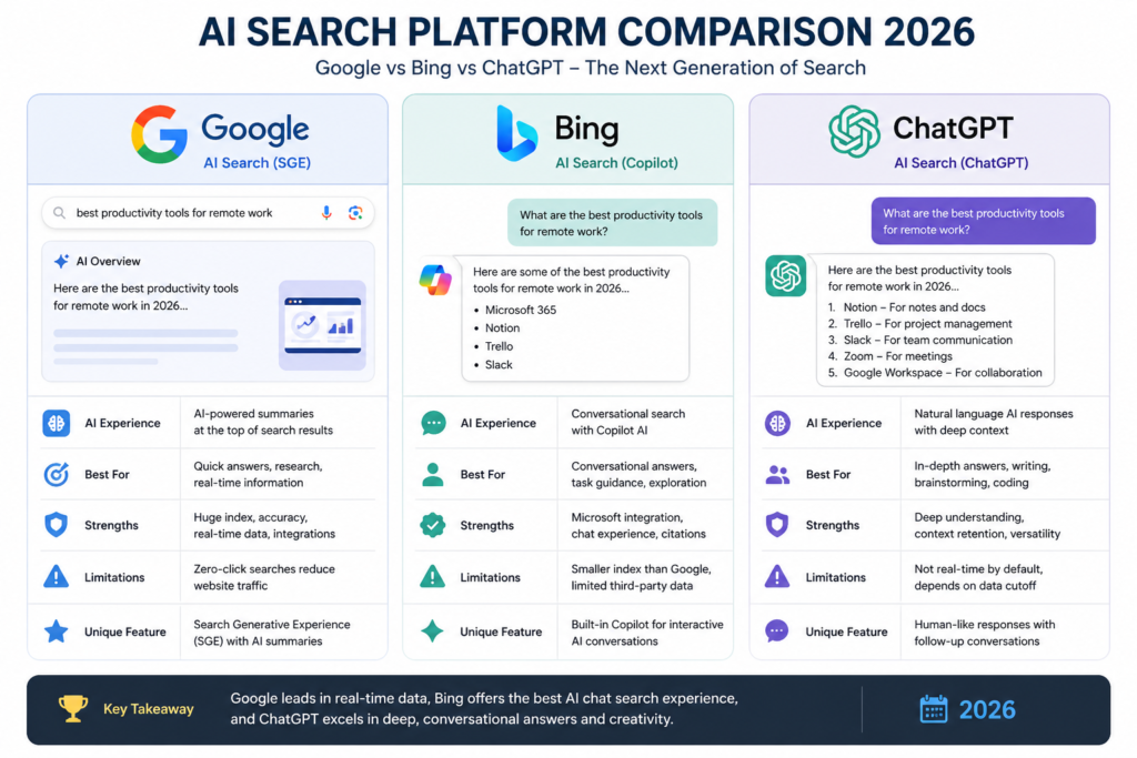 Google Bing ChatGPT AI systems 2026