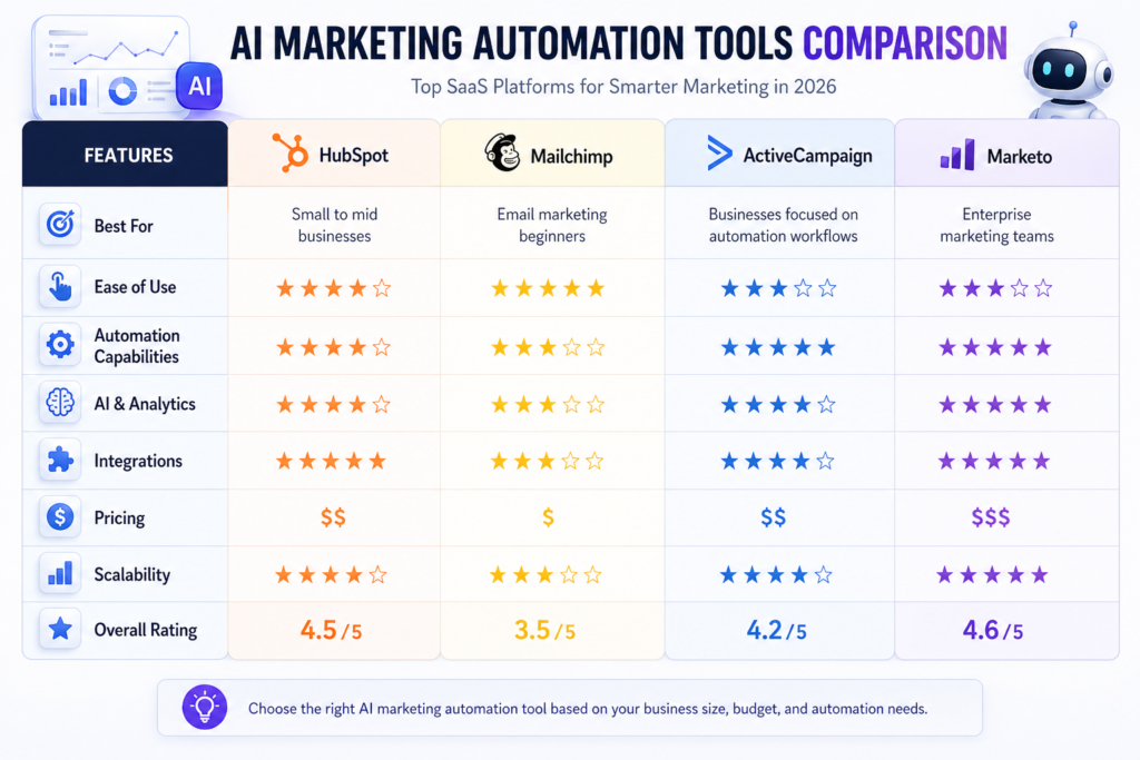 AI marketing automation tools comparison
